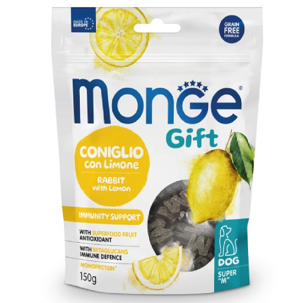 Monge Snack Super M Immunity Support Per Cani Coniglio Con Limone 150g