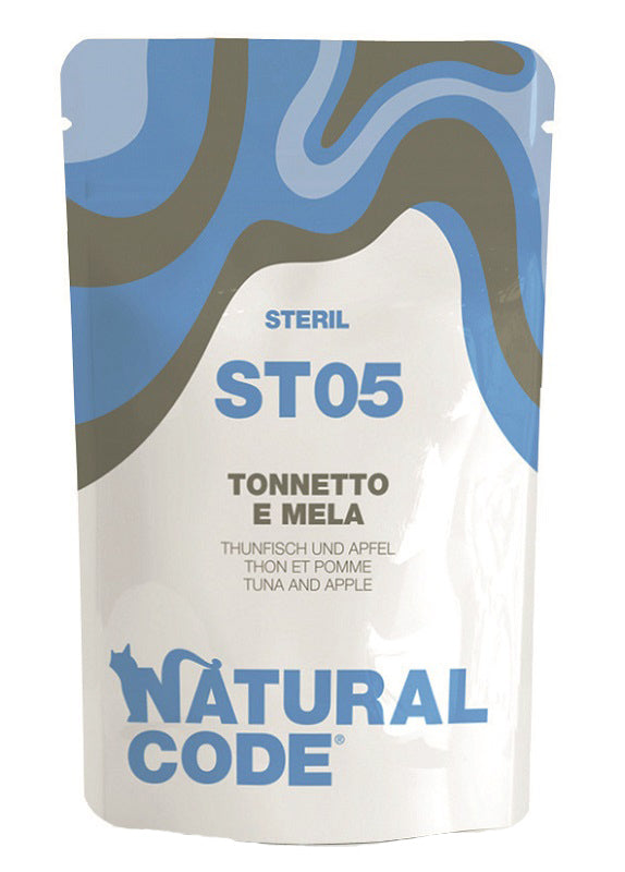 Natural Code Steril 05 Tonnetto e Mela Umido Gatto Busta 70 g
