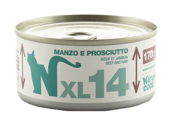 Natural Code Manzo e Prosciutto Umido Gatto Lattina 170 g