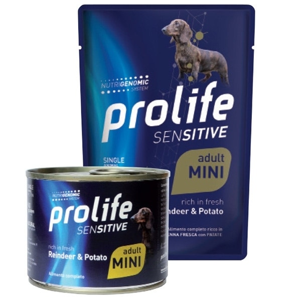 Prolife Sensitive Renne Con Patate Cibo Umido Per Cani Adulti Taglia Piccola Bustina 100g