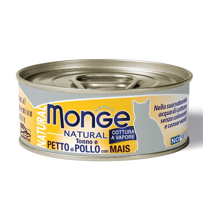Monge Natural Tonno E Petto Di Pollo Con Mais Cibo Umido Per Gatti Adulti 80g