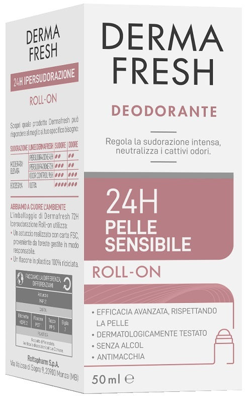 Dermafresh Deodorante 24H Pelle Sensibile Roll On 50ml