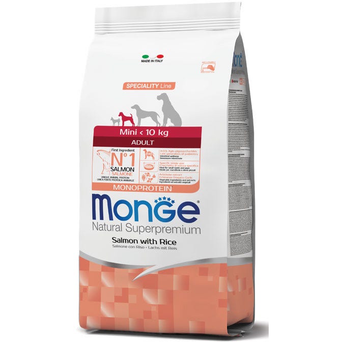 Monge Salmone E Riso Cibo Secco Per Cani Adulti Taglia Piccola Sacco 800g