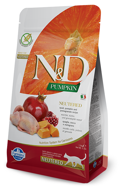Farmina N&D Pumpkin Neutered Quaglia E Zucca Gatti Adulti Sterilizzati Sacco 300g
