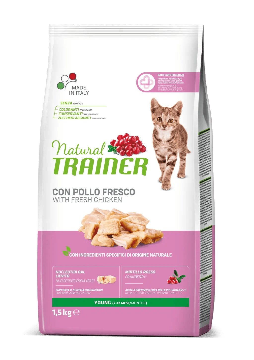 Natural Trainer Cibo Secco Per Gatti Giovani 7/12Mesi Sacco 1,5kg