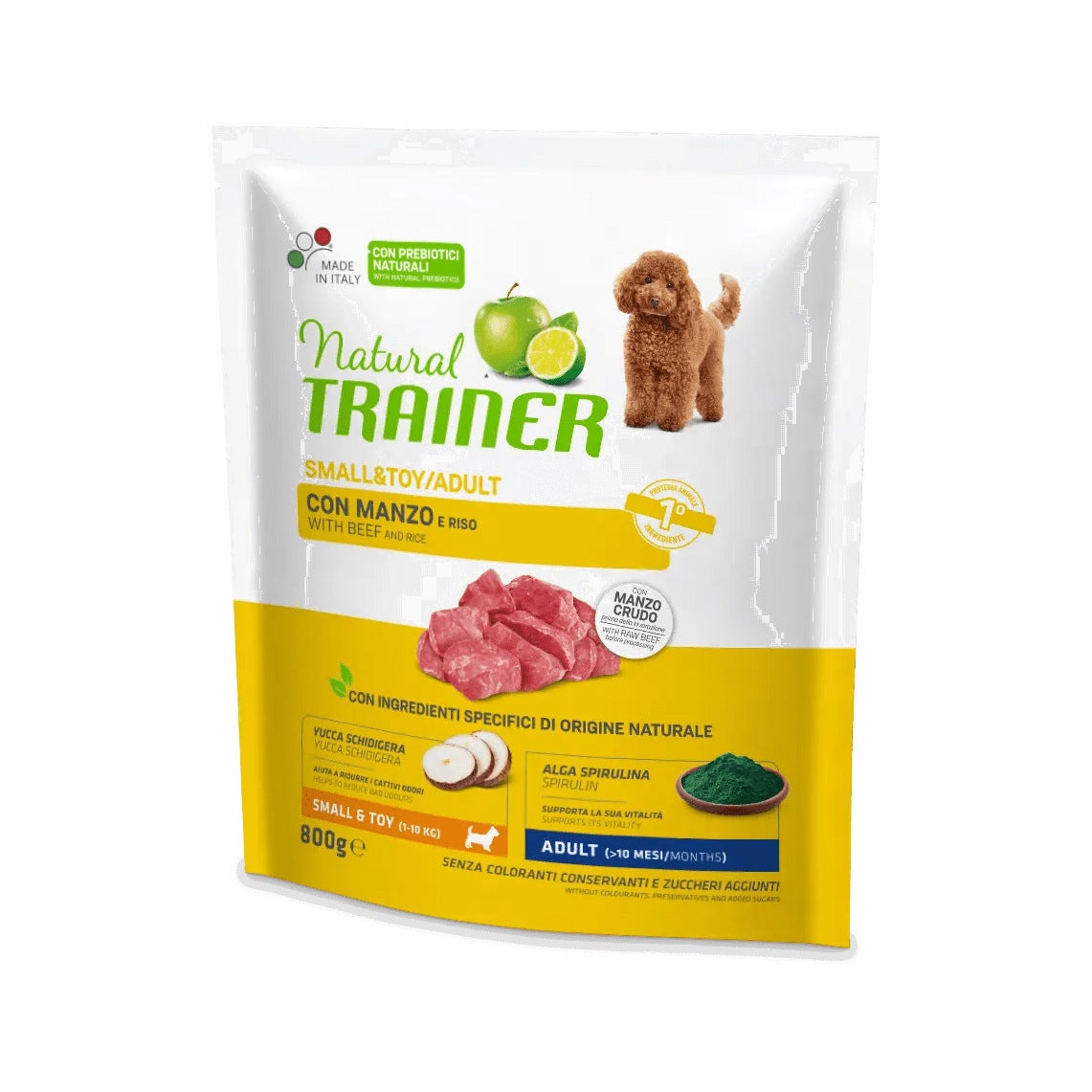 Natural Trainer Cibo Umido Con Manzo E Riso Per Cani Adulti Taglia Small Busta 800g
