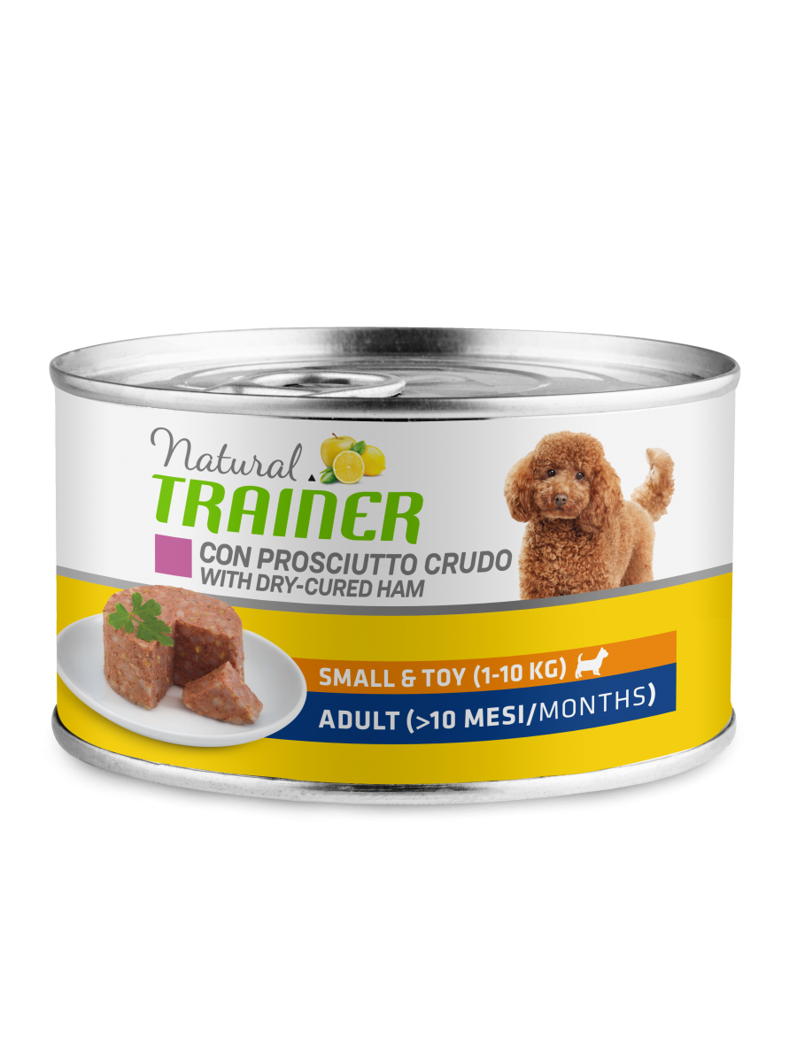 Natural Trainer Maintenance Mature Con Prosciutto Crudo Cani Adulti Taglia Mini Lattina 150g