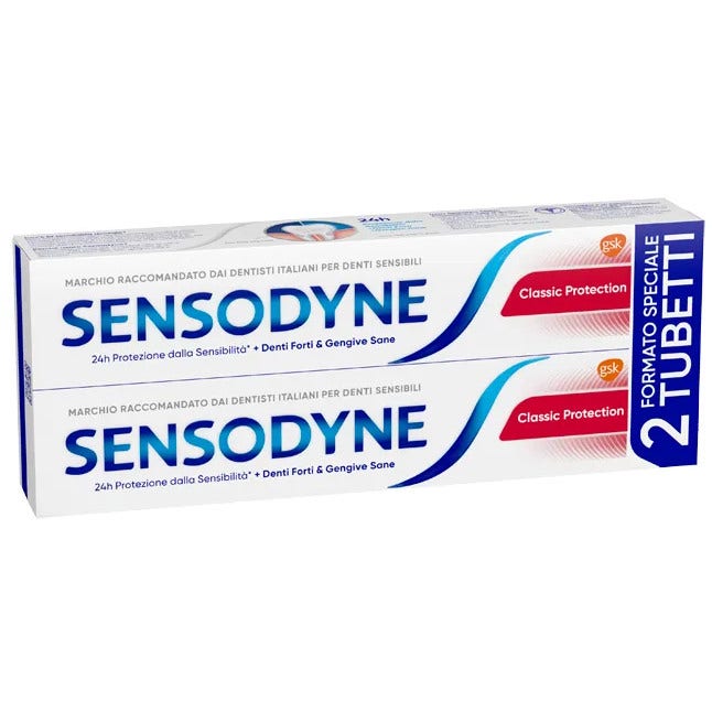 Sensodyne Classic Protection Dentifricio Quotidiano Denti Sensibili Con Fluoro 2x75ml
