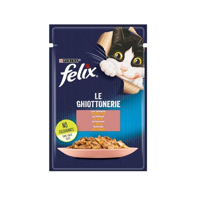 Purina Felix Le Ghiottonerie Gusto Salmone Cibo Umido Gatti Adulti Busta 85g