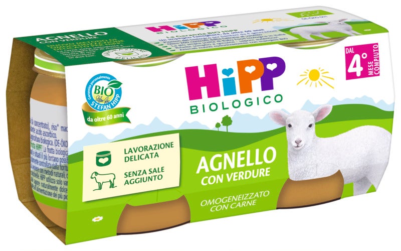 Hipp bio omogeneizzato agnello con verdure 2 pezzi da 80 g