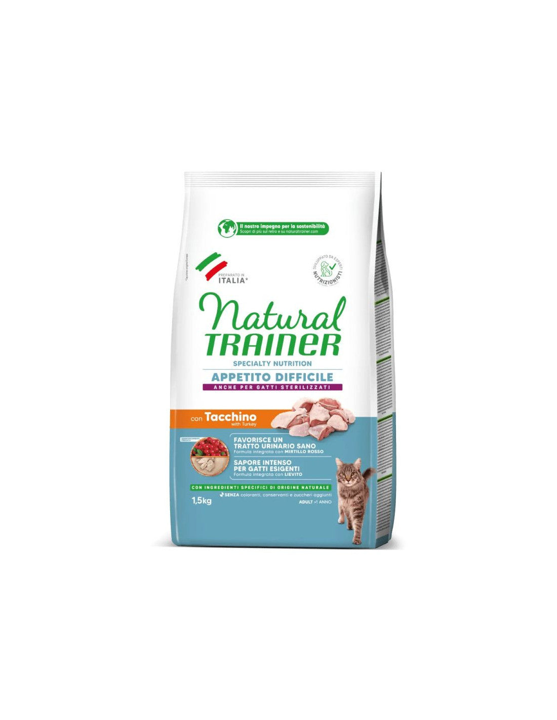 Natural Trainer Exigent Crocchette Con Tacchino Per Gatti Adulti Sacco 1,5kg