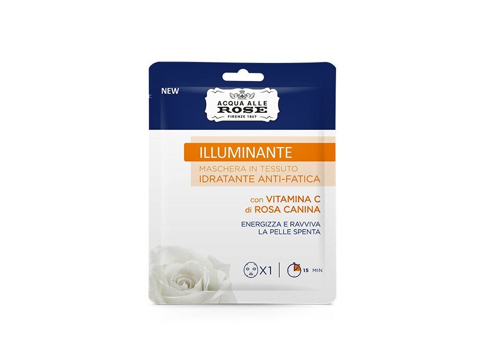Acqua alle rose maschera in tessuto illuminante idratante antifatica