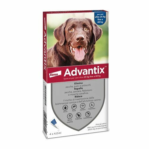 Advantix Spot-On Gocce Antiparassitarie Cani Oltre 25 Kg 4 Pipette