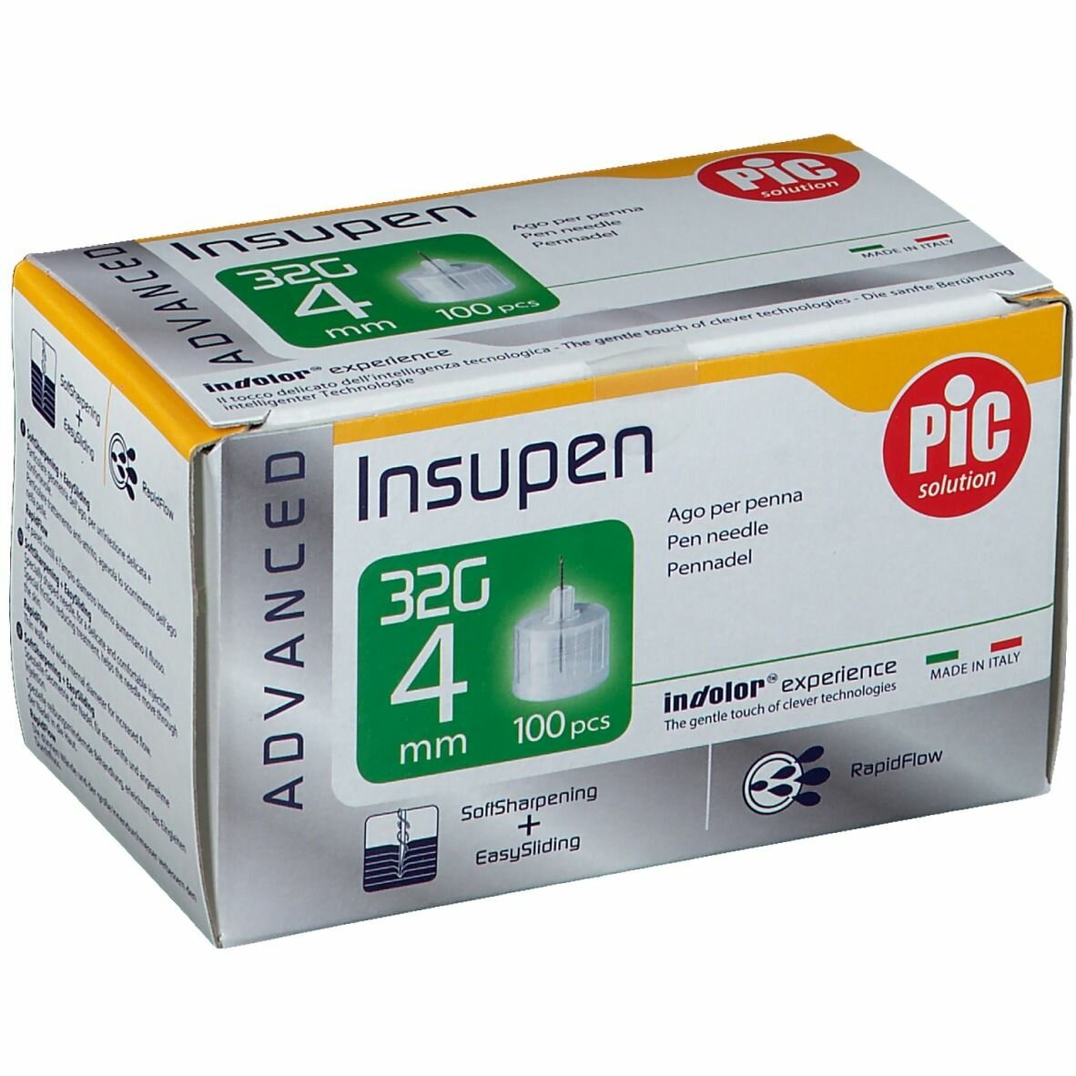 Ago penna insulina pic insupen advance gauge 32x4 mm 100 pezzi
