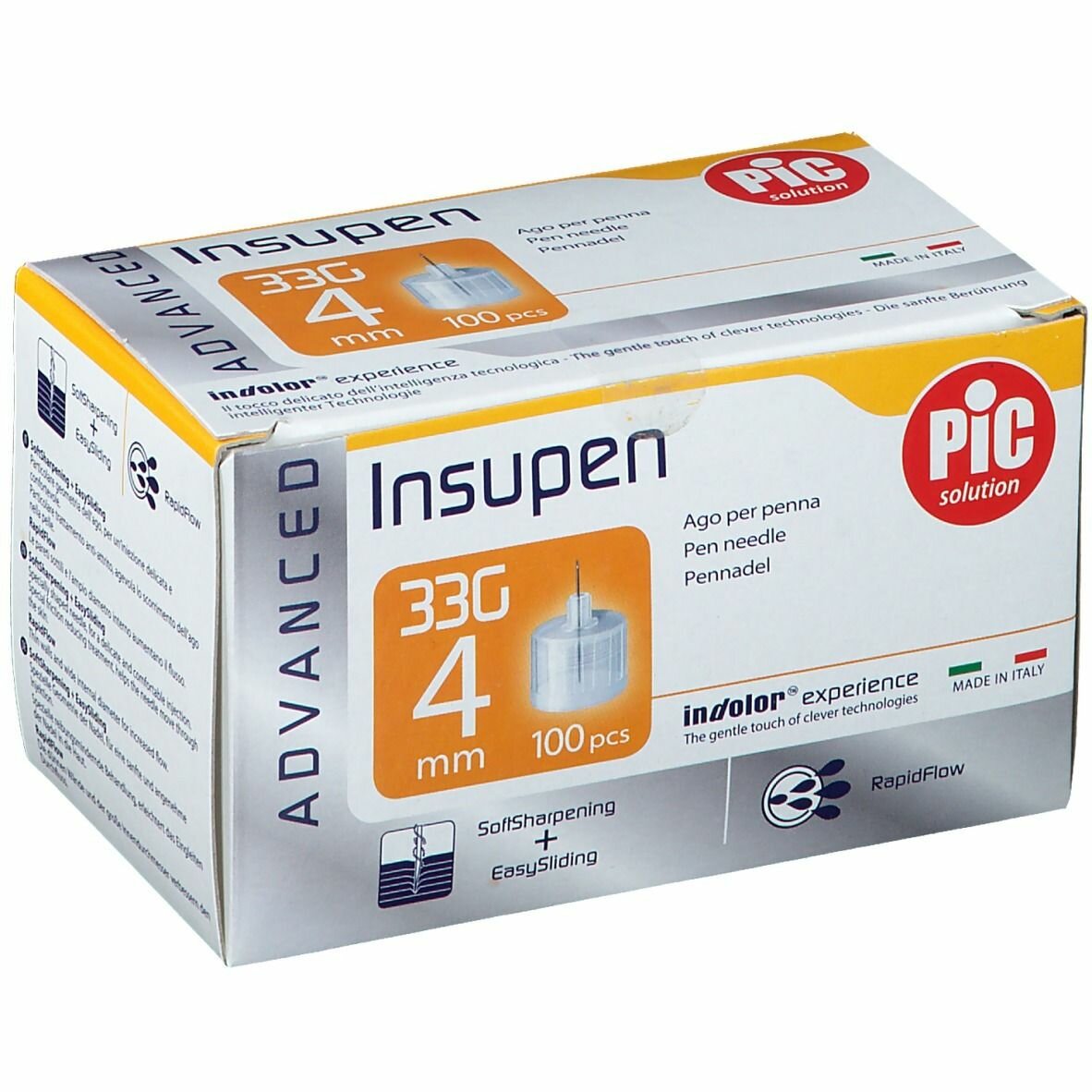 Ago penna insulina pic insupen advance gauge 33x4 mm 100 pezzi