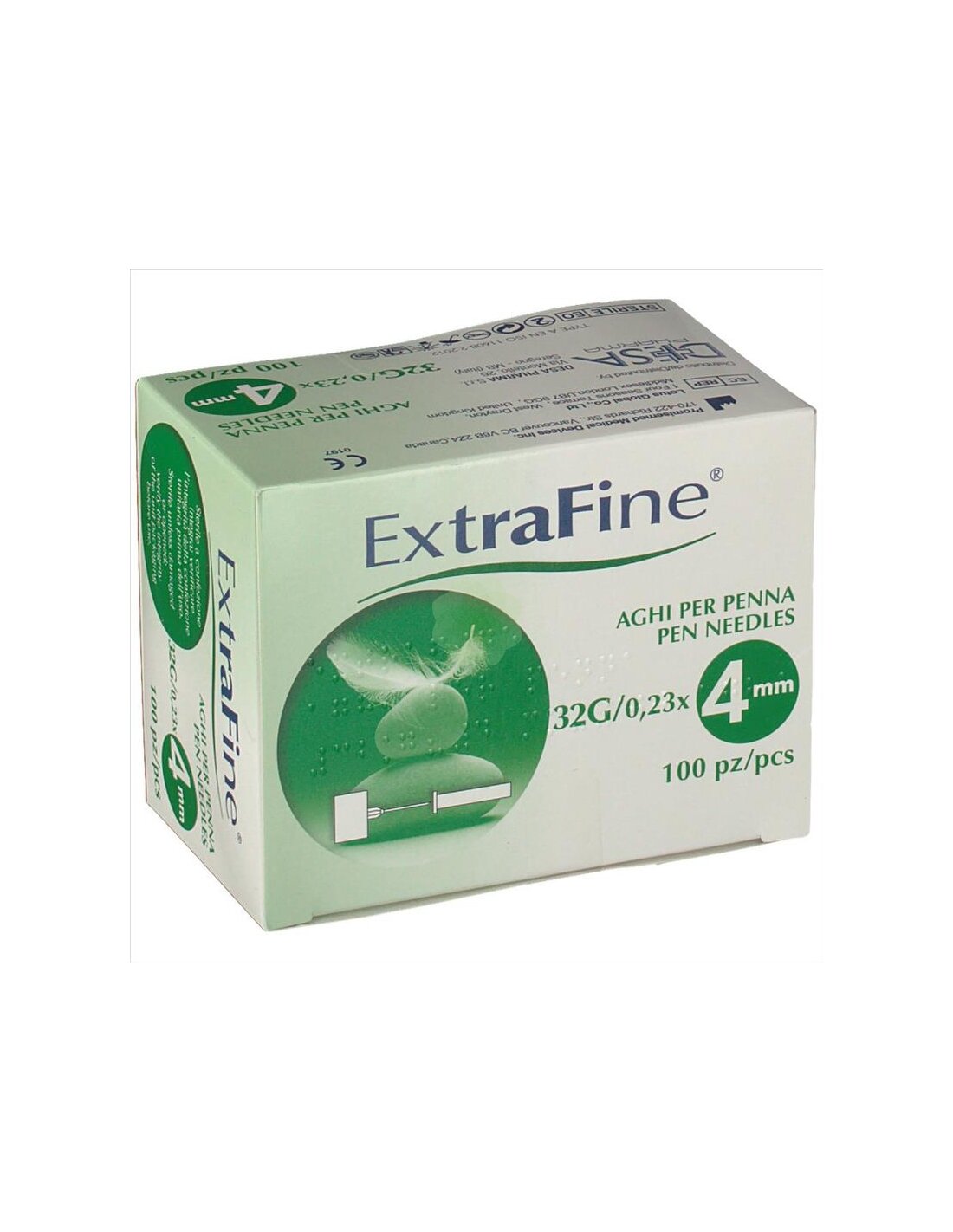 Ago per penna da insulina extrafine gauge 32 4 mm 100 pezzi