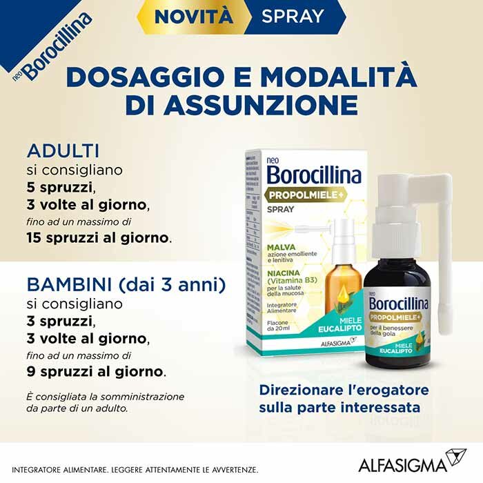 Alfasigma NeoBorocillina Propolmiele+ Benessere Gola Spray 20ml