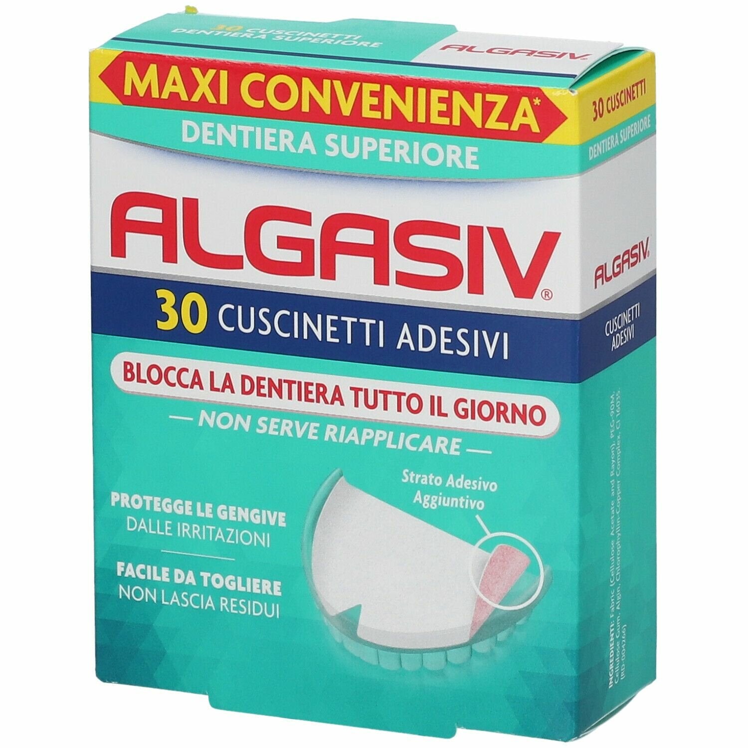 Algasiv adesivo per protesi dentaria superiore 30 pezzi