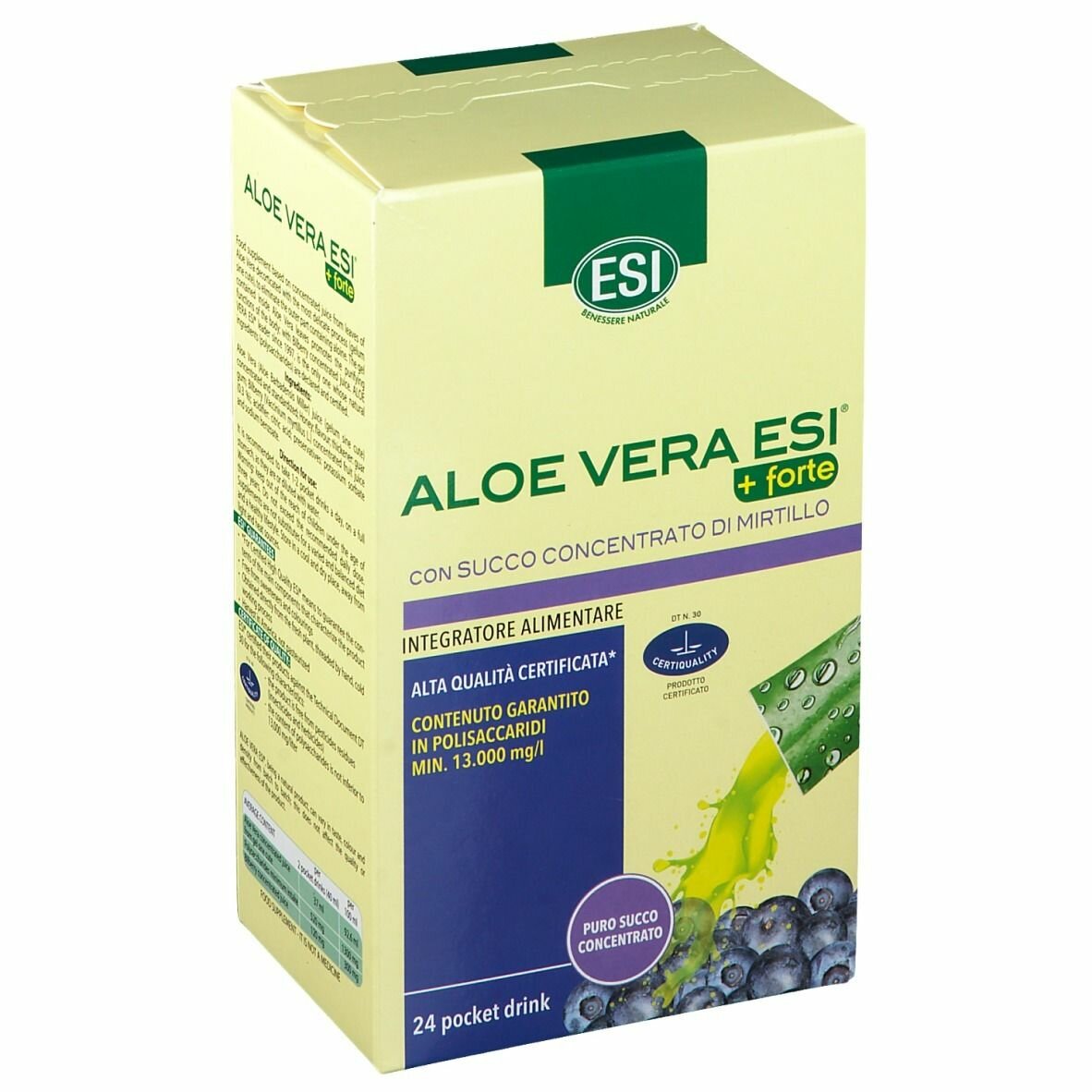 Aloe vera succo + forte mirtillo 24 pocket drink