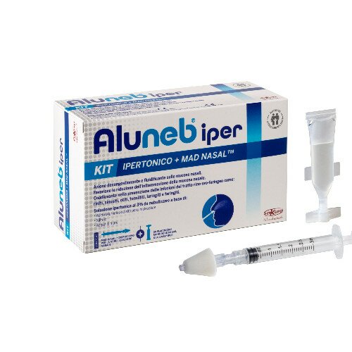 Aluneb Iper Kit 20 Flaconcini da Nebulizzare + Mad Nasale Siringa per Nebulizzazioni Nasali