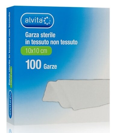 Alvita garza sterile in tessuto non tessuto 10x10cm 100 pezzi