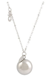 Argentoe' collana con campanello chiama angeli bola messicana rodiata con ciuccio 100 cm
