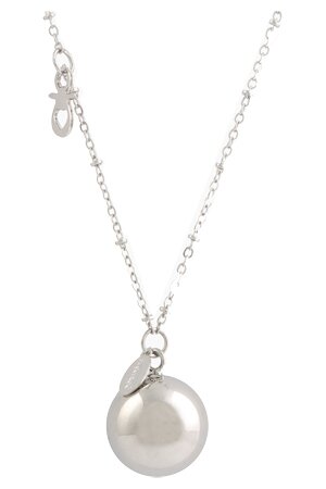 Argentoe' collana con campanello chiama angeli bola messicana rodiata con ciuccio 100 cm