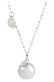 Argentoe' collana con campanello chiama angeli bola messicana rodiata con piedini 100 cm