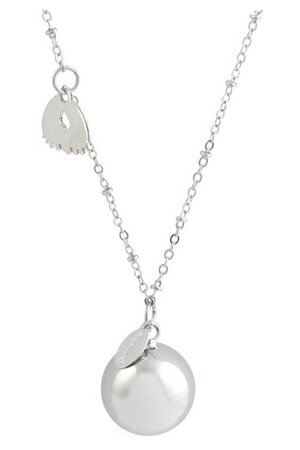 Argentoe' collana con campanello chiama angeli bola messicana rodiata con piedini 100 cm