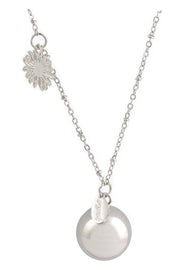 Argentoe' collana con campanello chiama angeli bola messicana rodiata con sole 100 cm