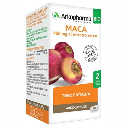 Arkocapsule Maca Bio Integratore Tonico Adattogeno 40 Capsule