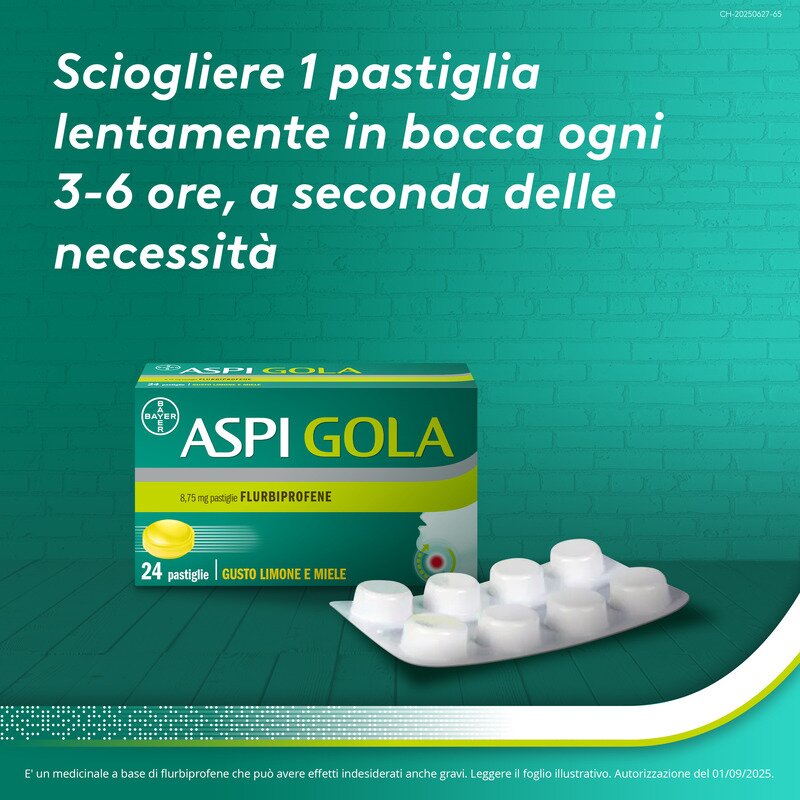 Aspi Gola Antinfiammatorio Mal di Gola 24 Caramelle Miele-lim