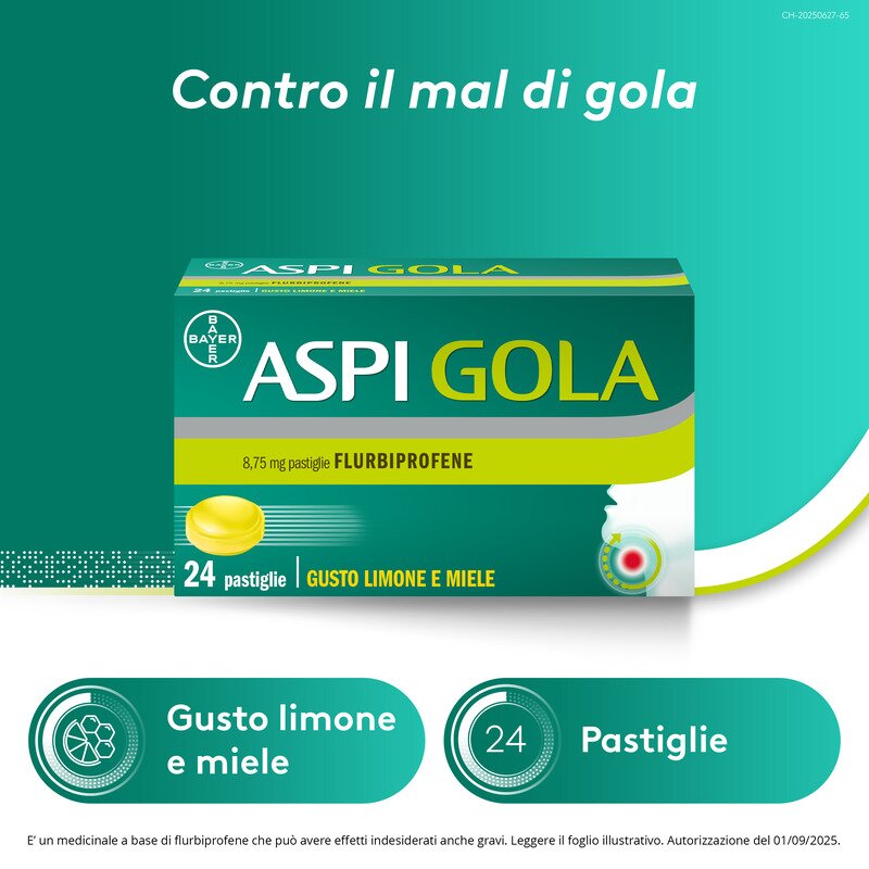 Aspi Gola Antinfiammatorio Mal di Gola 24 Caramelle Miele-lim