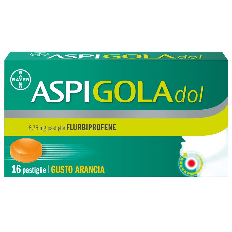 Aspi Gola Dol Antinfiammatorio Mal di Gola 16 Caramelle Arancia S/z