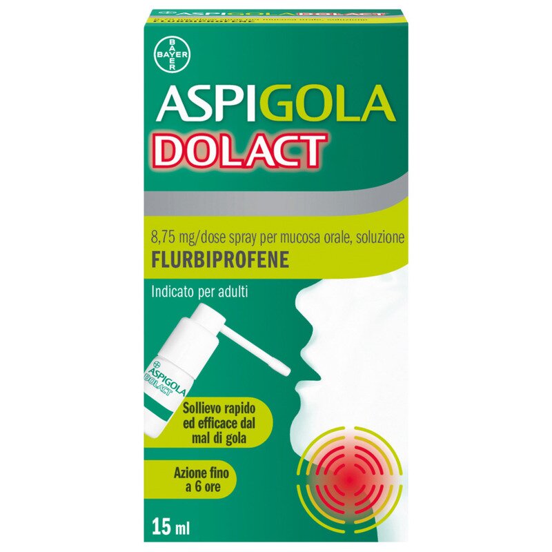 Aspigola Dolact Spray Gola Antidolorifico per Mal di Gola Forte 15ml
