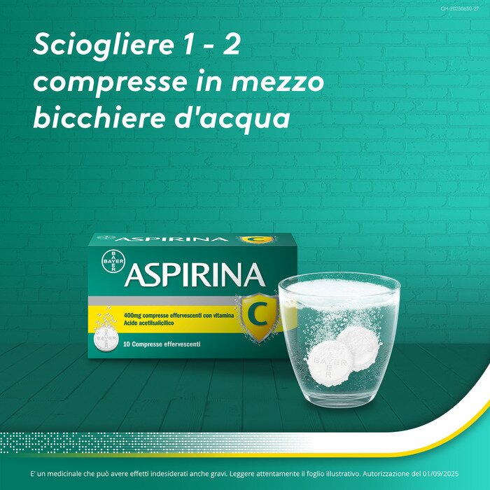 Aspirina C per Raffreddore Febbre e Influenza 10 Compresse Effervescenti