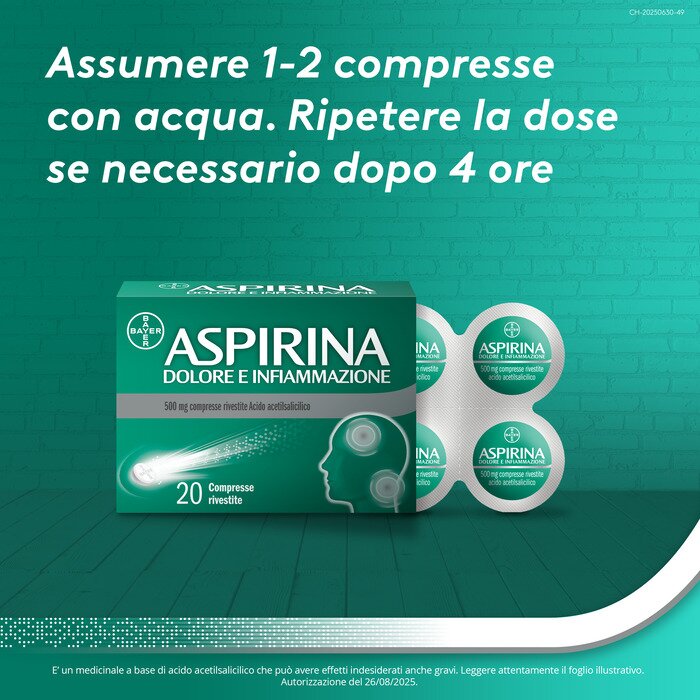 Aspirina Dolore e Infiammazione Antidolorifico 20 Compresse
