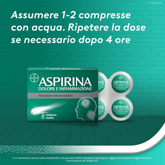 Aspirina Dolore e Infiammazione Antidolorifico 8 Compresse