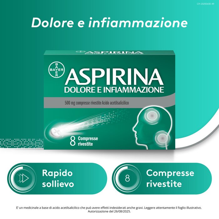 Aspirina Dolore e Infiammazione Antidolorifico 8 Compresse