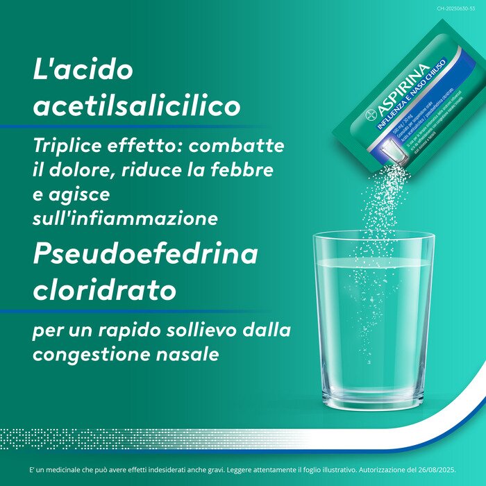 Aspirina Influenza e Naso Chiuso Decongestionante 10 Bustine