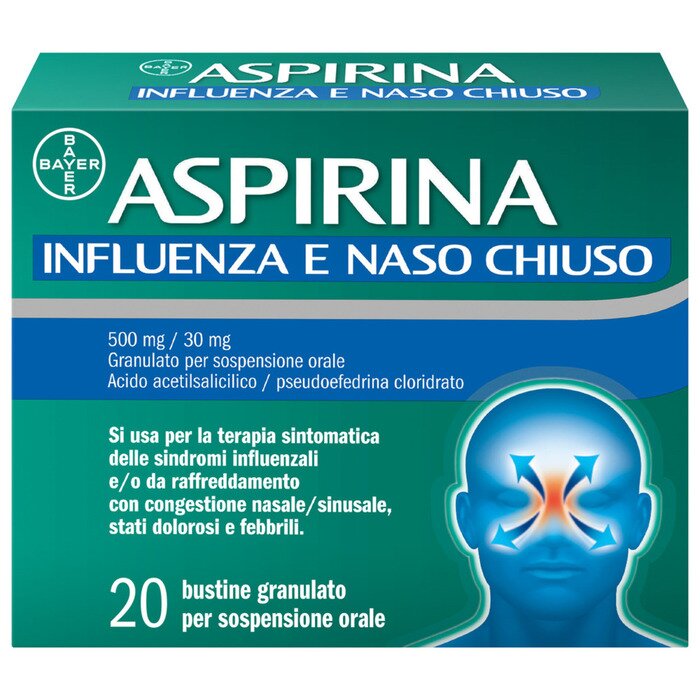 Aspirina Influenza e Naso Chiuso Decongestionante 20 Bustine