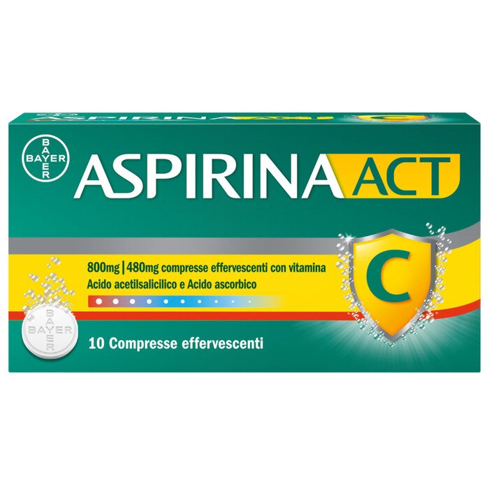 Aspirinaact C Febbre e Sintomi Influenzali con Vitamina C 10 Compresse 