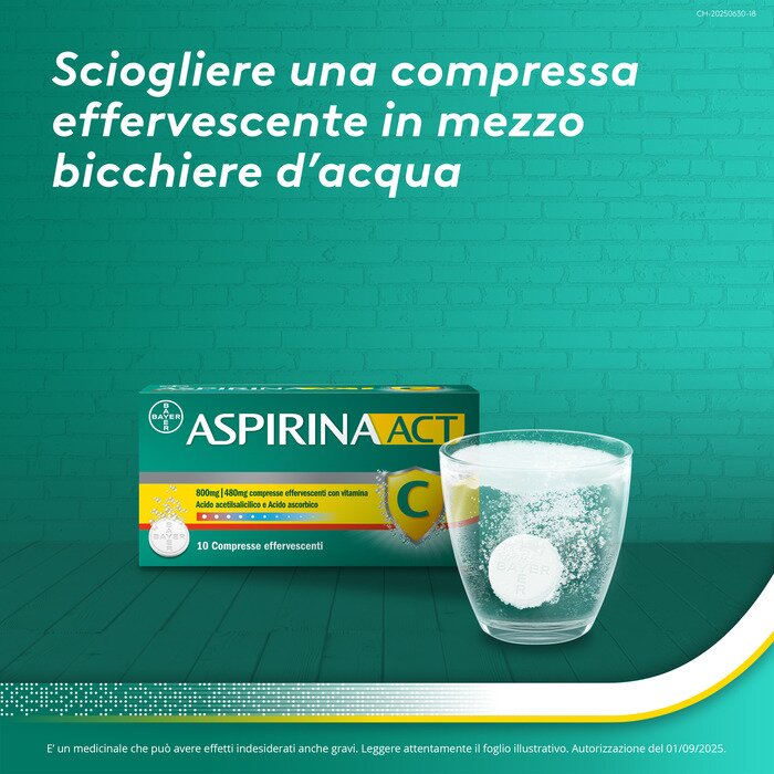 Aspirinaact C Febbre e Sintomi Influenzali con Vitamina C 10 Compresse 