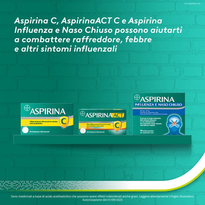 Aspirinaact C Febbre e Sintomi Influenzali con Vitamina C 10 Compresse 