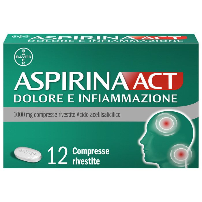 Aspirinaact dolore e infiammazione antidolorifico antinfiammatorio per mal di testa e dolori 12 compresse