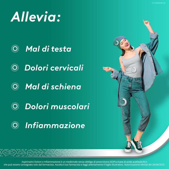 Aspirinaact dolore e infiammazione antidolorifico antinfiammatorio per mal di testa e dolori 12 compresse