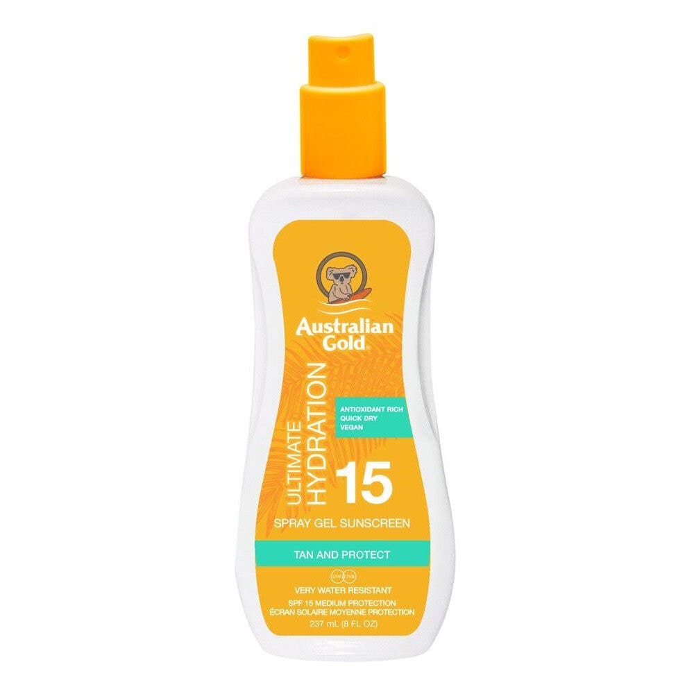Australian gold ultimate hydration tan & protect spray gel spf15 237ml