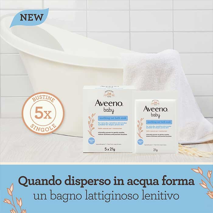 Aveeno Baby Soothing Oat Bath Soak Bagnetto Lenitivo 5 Buste