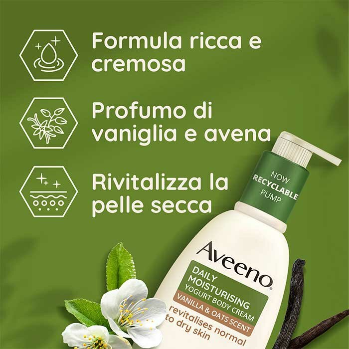 Aveeno Crema Corpo Idratante Yogurt Vaniglia e Avena 300 ml