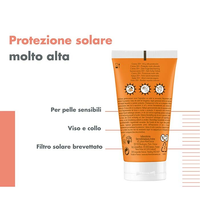Avène Crema Solare Viso SPF 50+ Protezione Molto Alta 50 ml